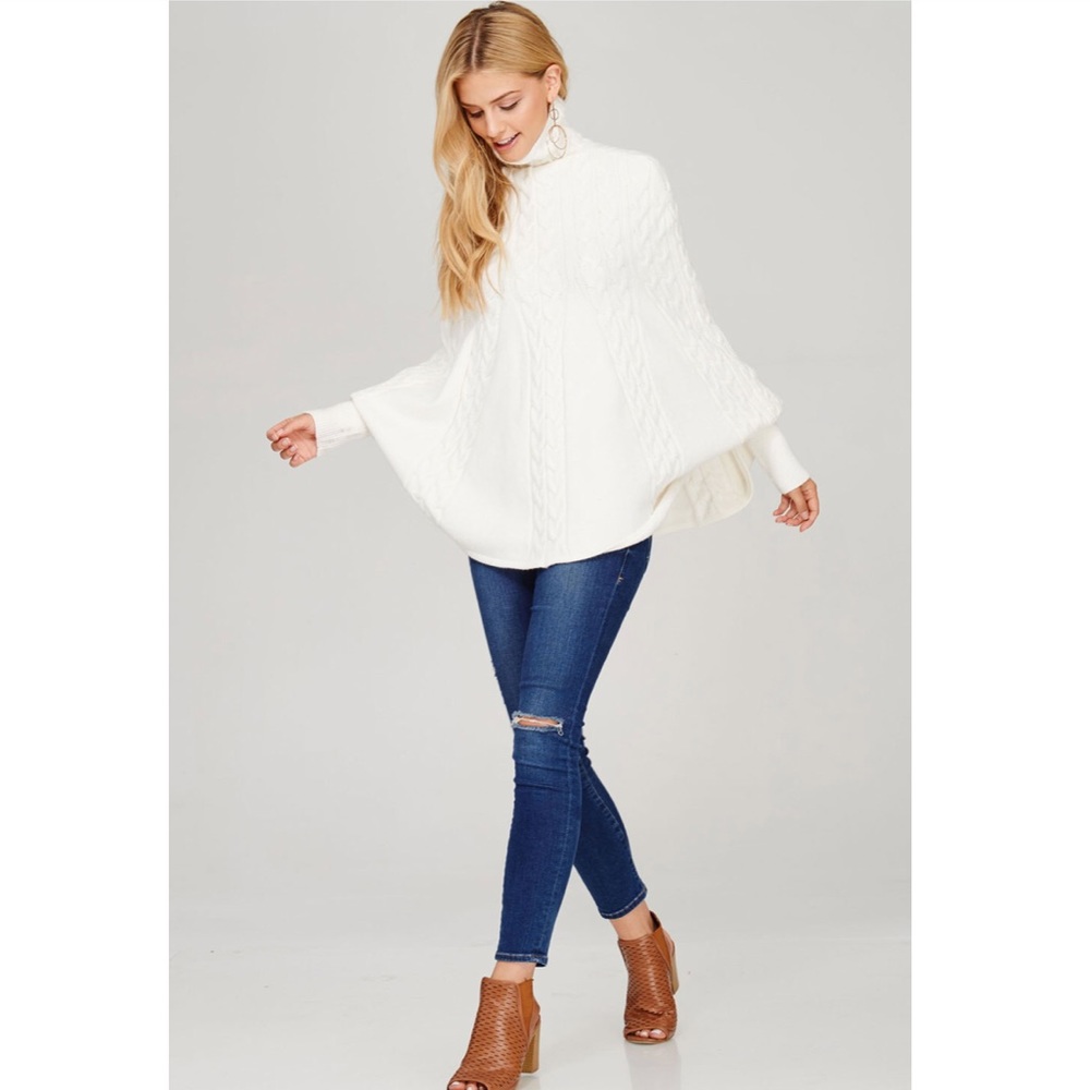 Ivory Knit Cape Poncho - Picture 8 of 8